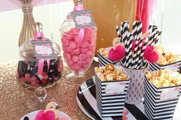 candy bar bapteme flamant rose